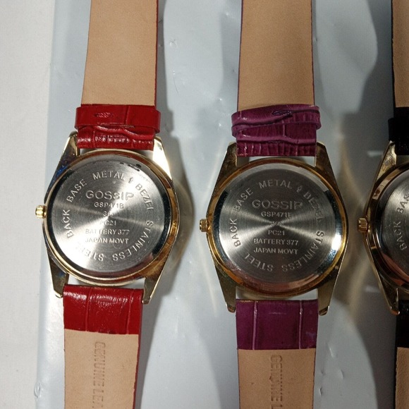 Gossip Quartz Ladies Wrist Watch Set Lot of 4 - Genuine Leather - New Batteries - Picture 15 of 16